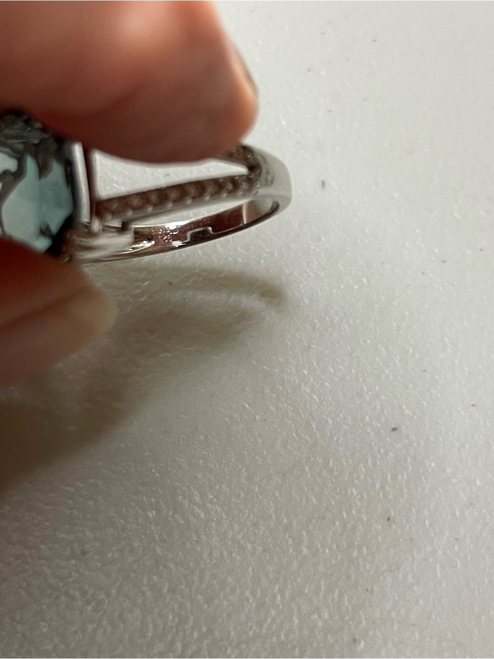 Tourmaline Cushion-Cut Crystal Ring with Pavé Band - Picture 7 of 7